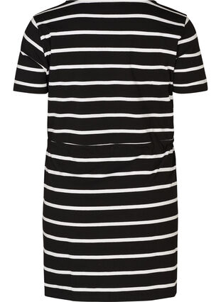 Kortärmad klänning, Black w. white stripes , Packshot image number 1