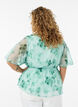 Blus i chiffong med blommor och korta &auml;rmar, Gr&ouml;n, Model image number 2