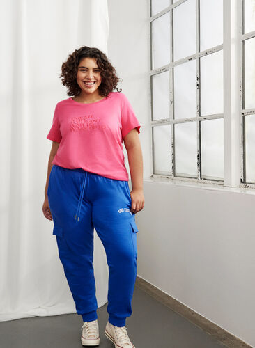 T-shirt i bomull med tryck och korta ärmar, Hot Pink Create, Image image number 0