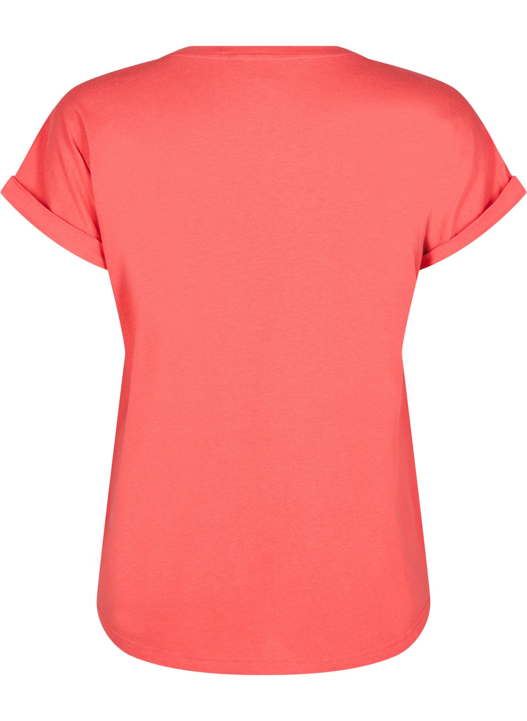 ZizziKort&auml;rmad t-shirt i bomullsblandning, R&ouml;d, Packshot image number 1