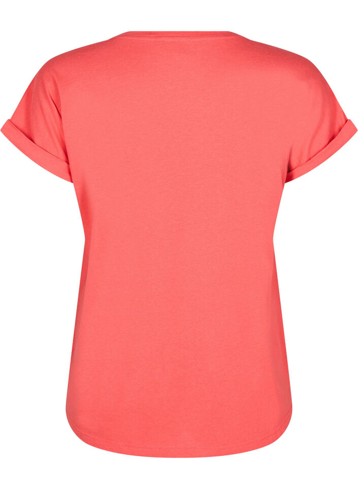 Kort&auml;rmad t-shirt i bomullsblandning, R&ouml;d, Packshot image number 1