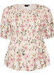 Blus i viskos med smock och peplumeffekt, Vanilla, Packshot image number 0