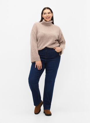 Megan jeans med extra hög midja och normal passform, Dark blue, Model image number 0