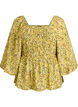 Blus med smock och fyrkantig ringning, Gul, Packshot image number 0