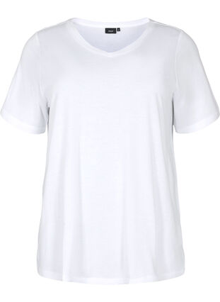 A-linjeskuren t-shirt med korta ärmar, Bright White, Packshot image number 0