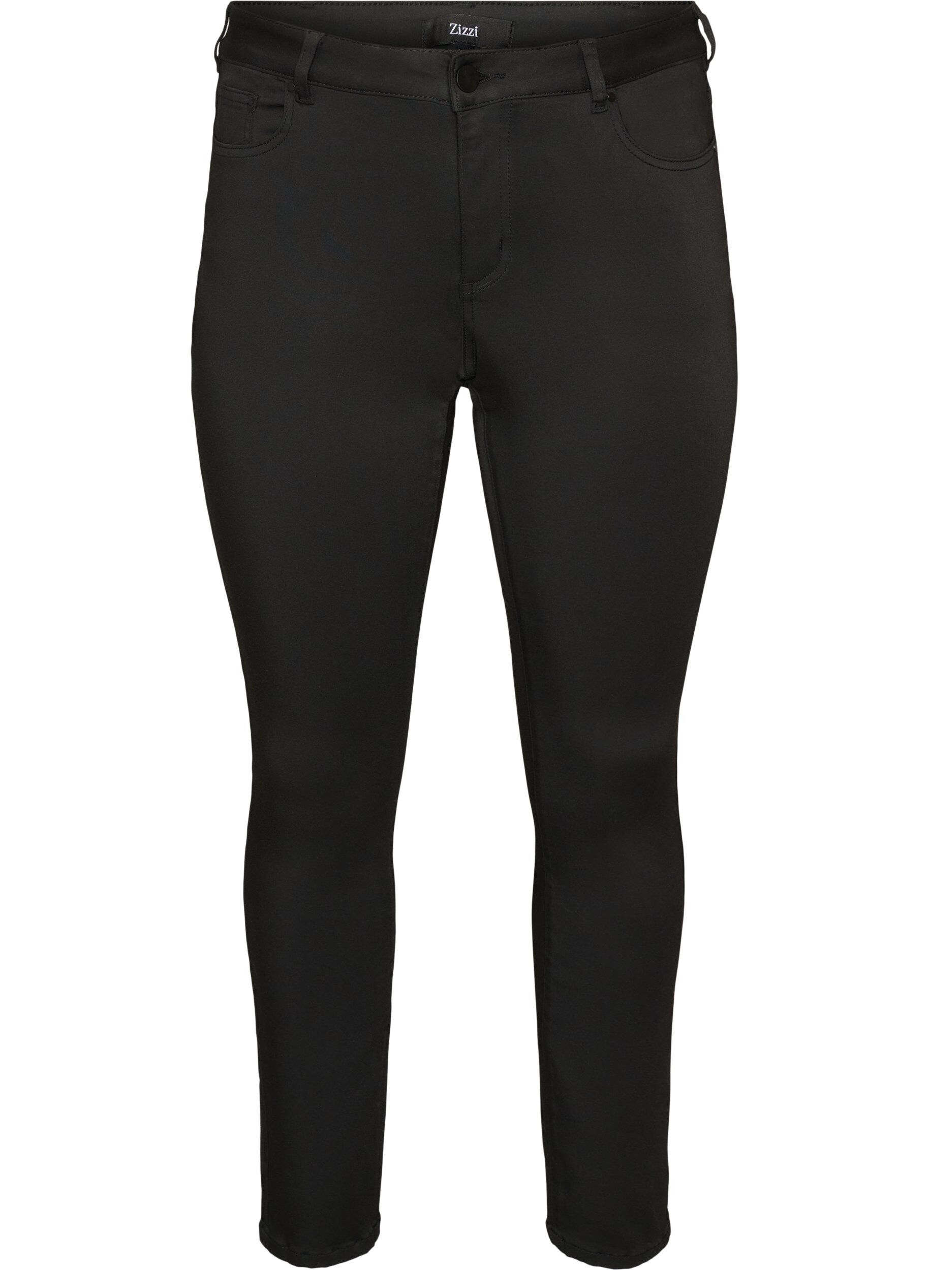 ZizziEmily Stay Black jeans med normal midja, Svart, Packshot image number 0