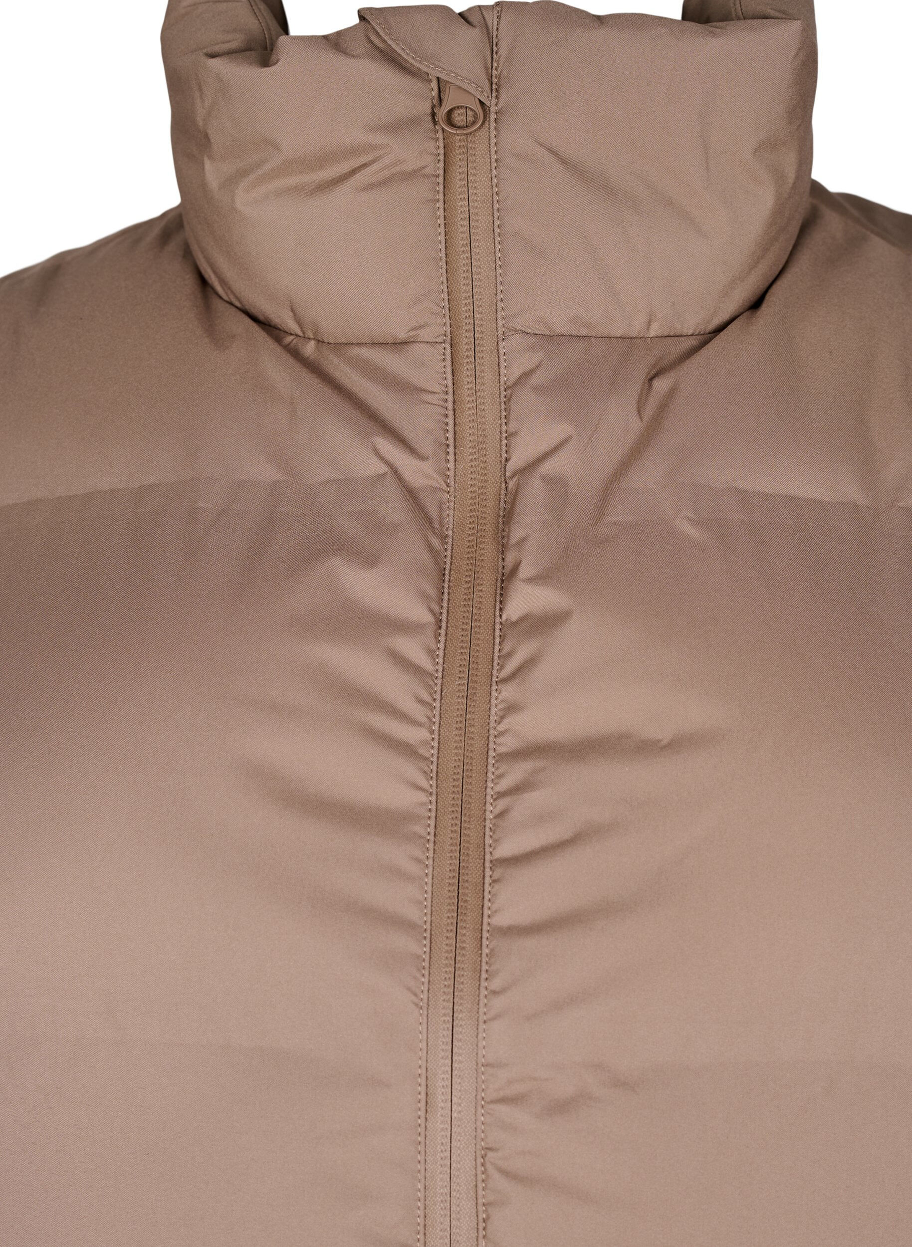 ZizziKort pufferjacka med h&ouml;g krage, Brun, Packshot image number 2