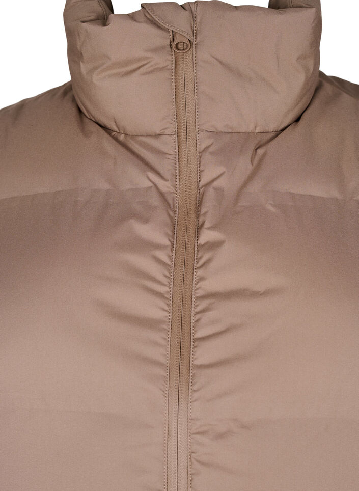 Kort pufferjacka med h&ouml;g krage, Brun, Packshot image number 2
