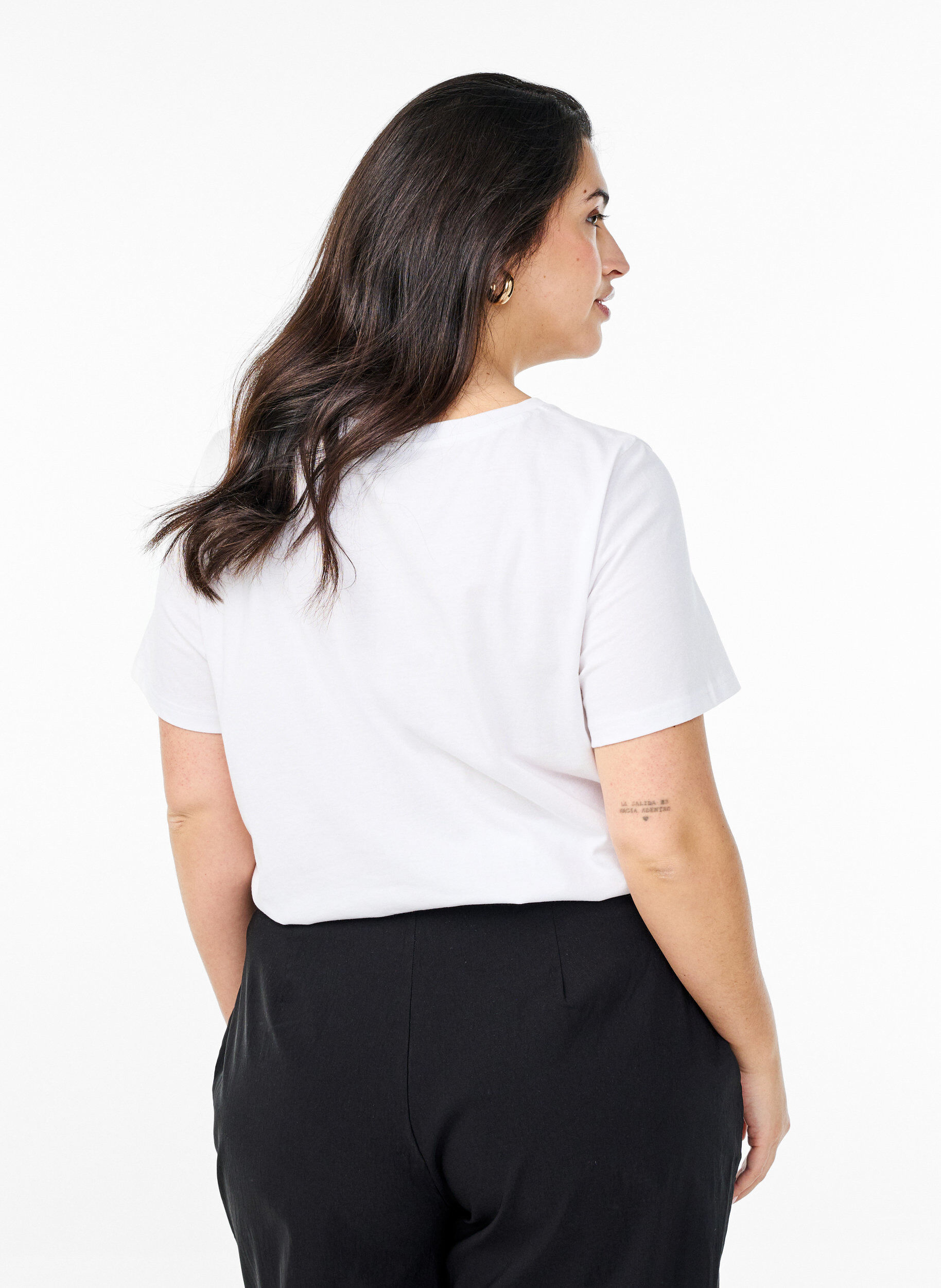 Zizzi T-shirt med leopardm&ouml;nster, Bright White w. Leo, Model image number 1