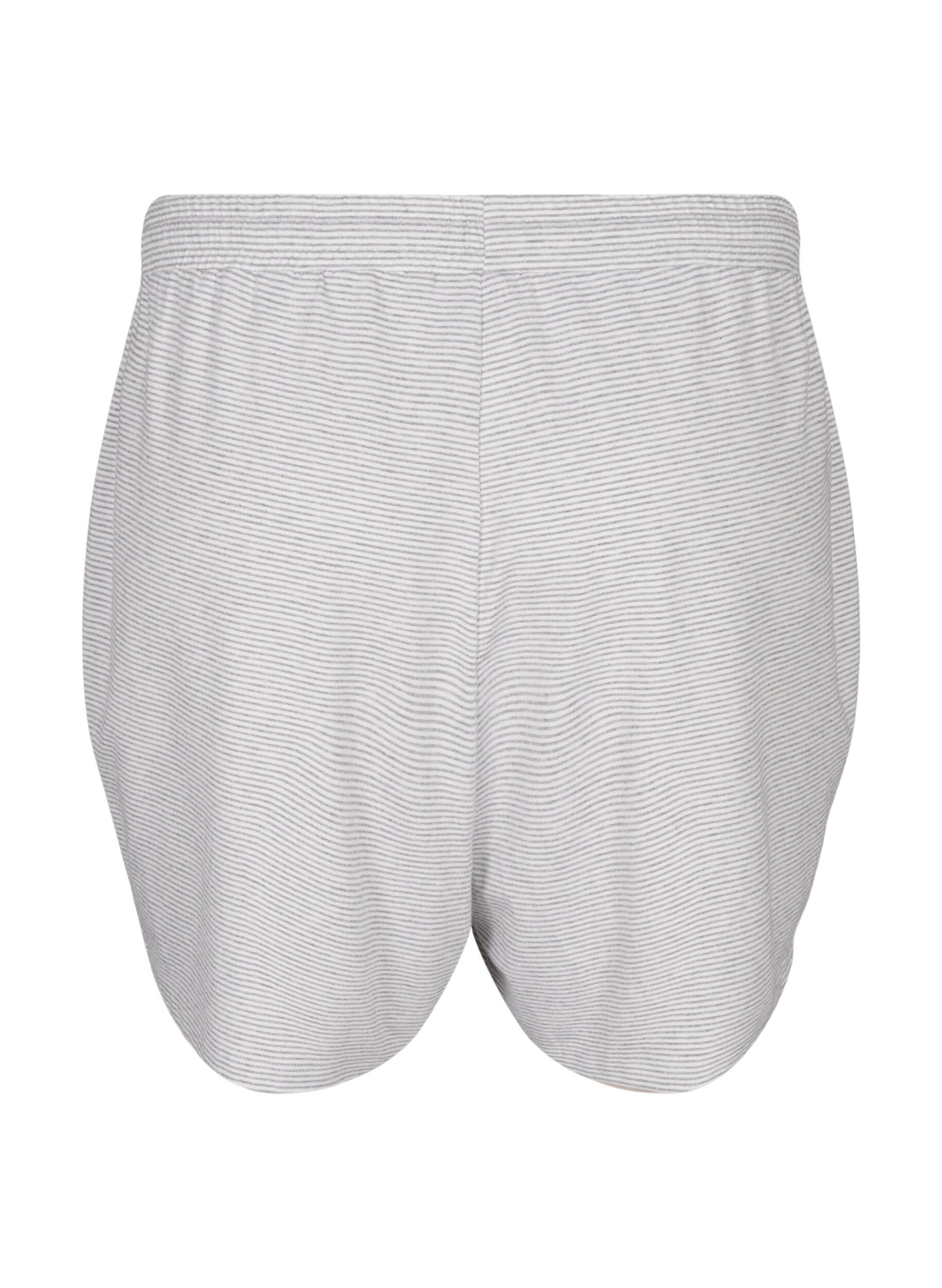 Zizzi Randiga pyjamasshorts med h&ouml;g midja, LGM Stripe, Packshot image number 1