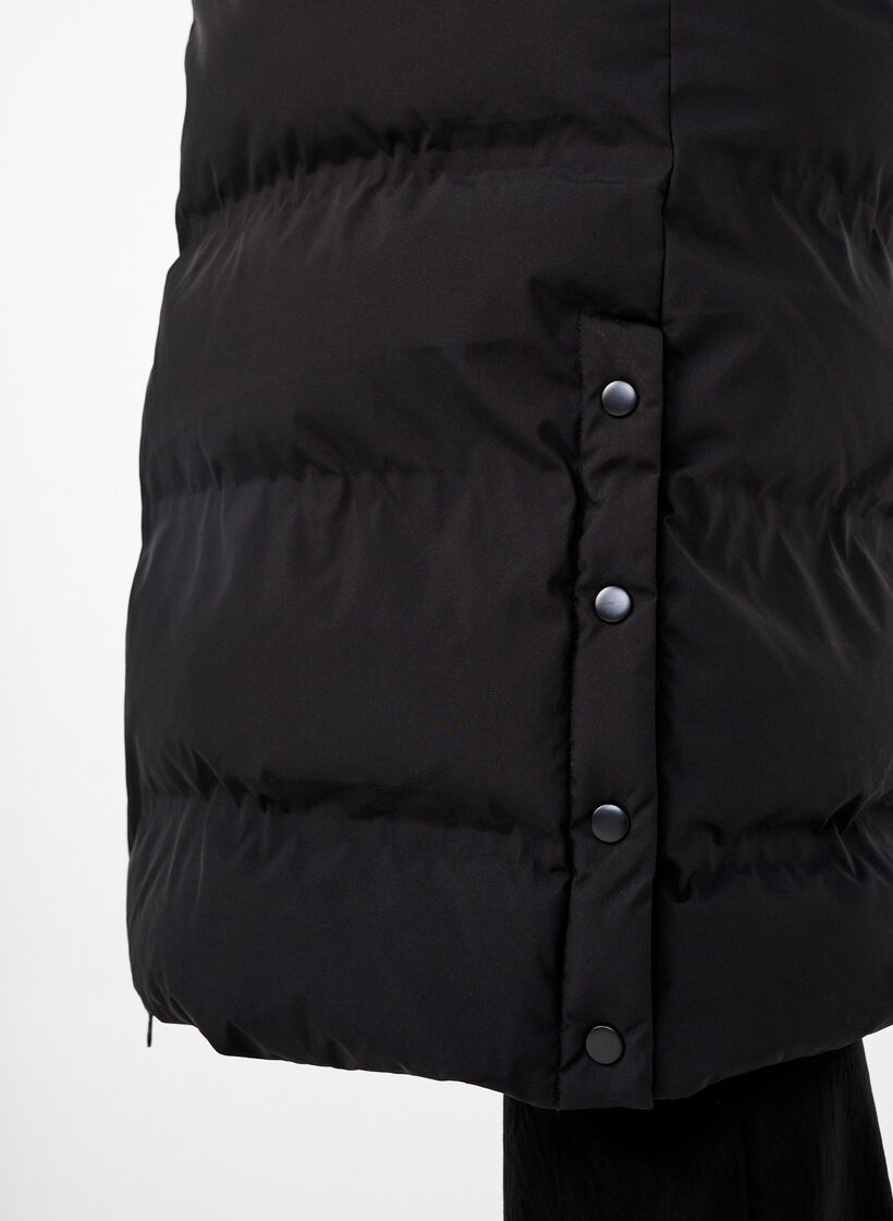 L&aring;ng puffervinterjacka med huva, Svart, Model image number 3