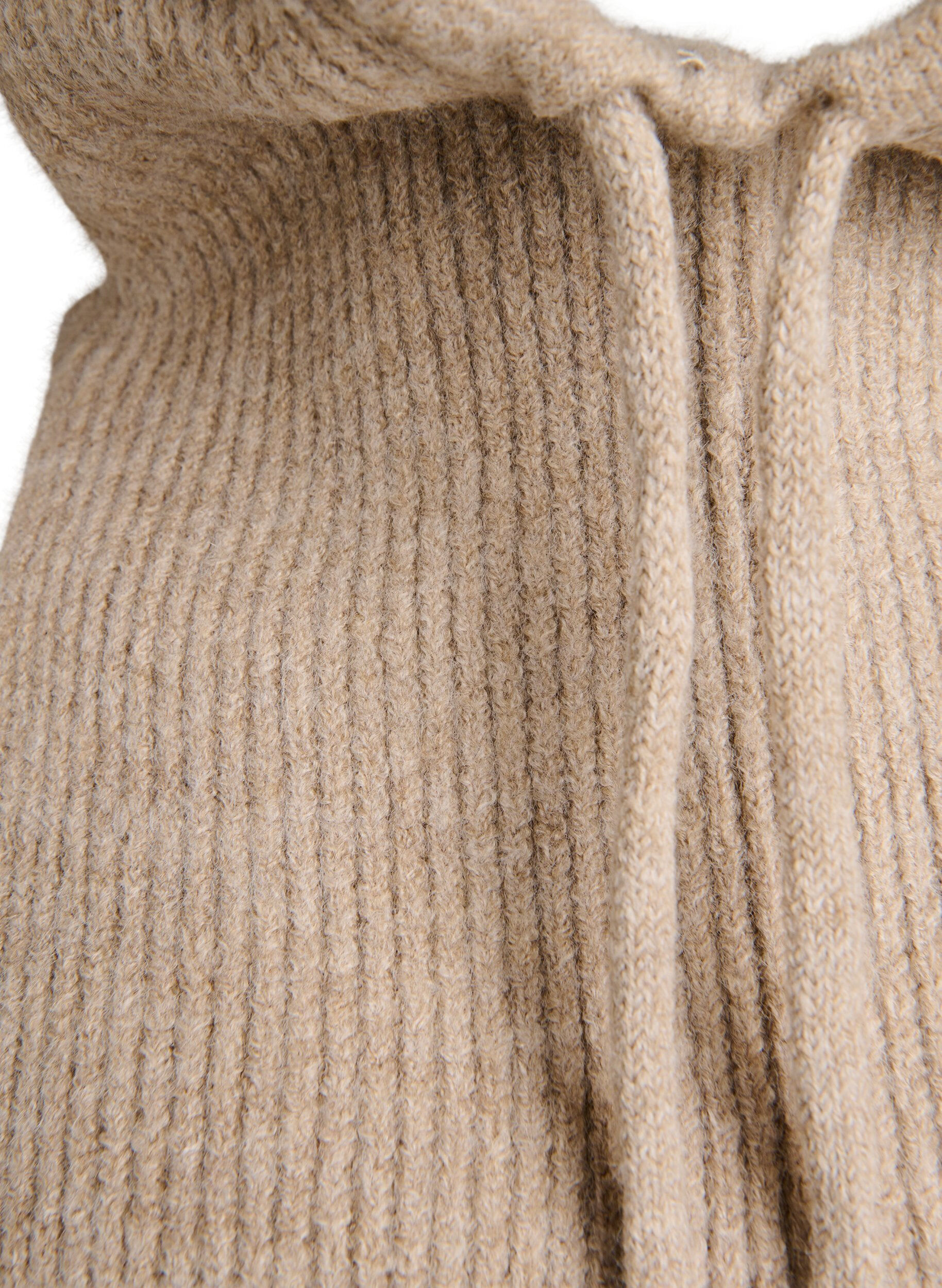 Zizzi Stickad balaklava med dragsko, Beige, Packshot image number 2