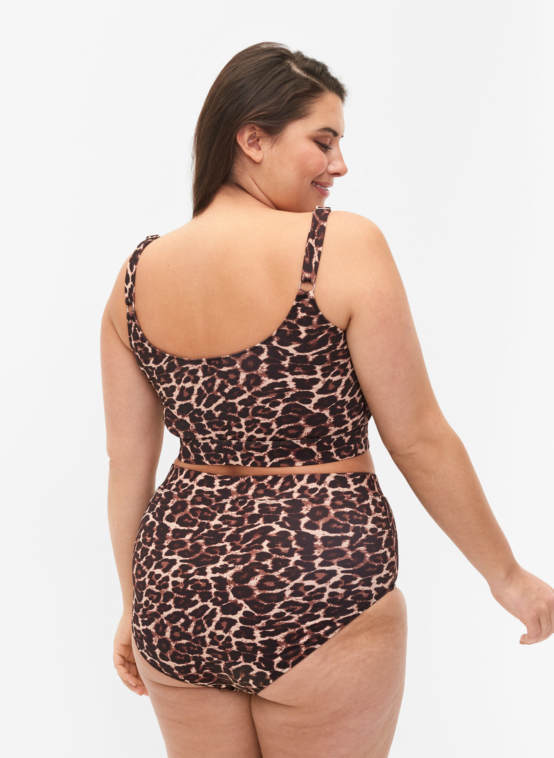 Zizzi Bikinitrosor med tryck och h&ouml;g midja, Autentic Leopard, Model image number 1
