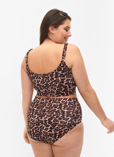 Bikinitrosor med tryck och hög midja, Autentic Leopard, Model image number 1