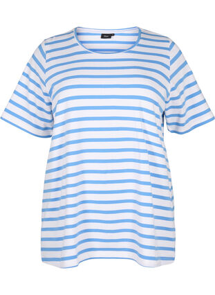 Randig T-shirt i ekologisk bomull, Marina Stripe, Packshot image number 0
