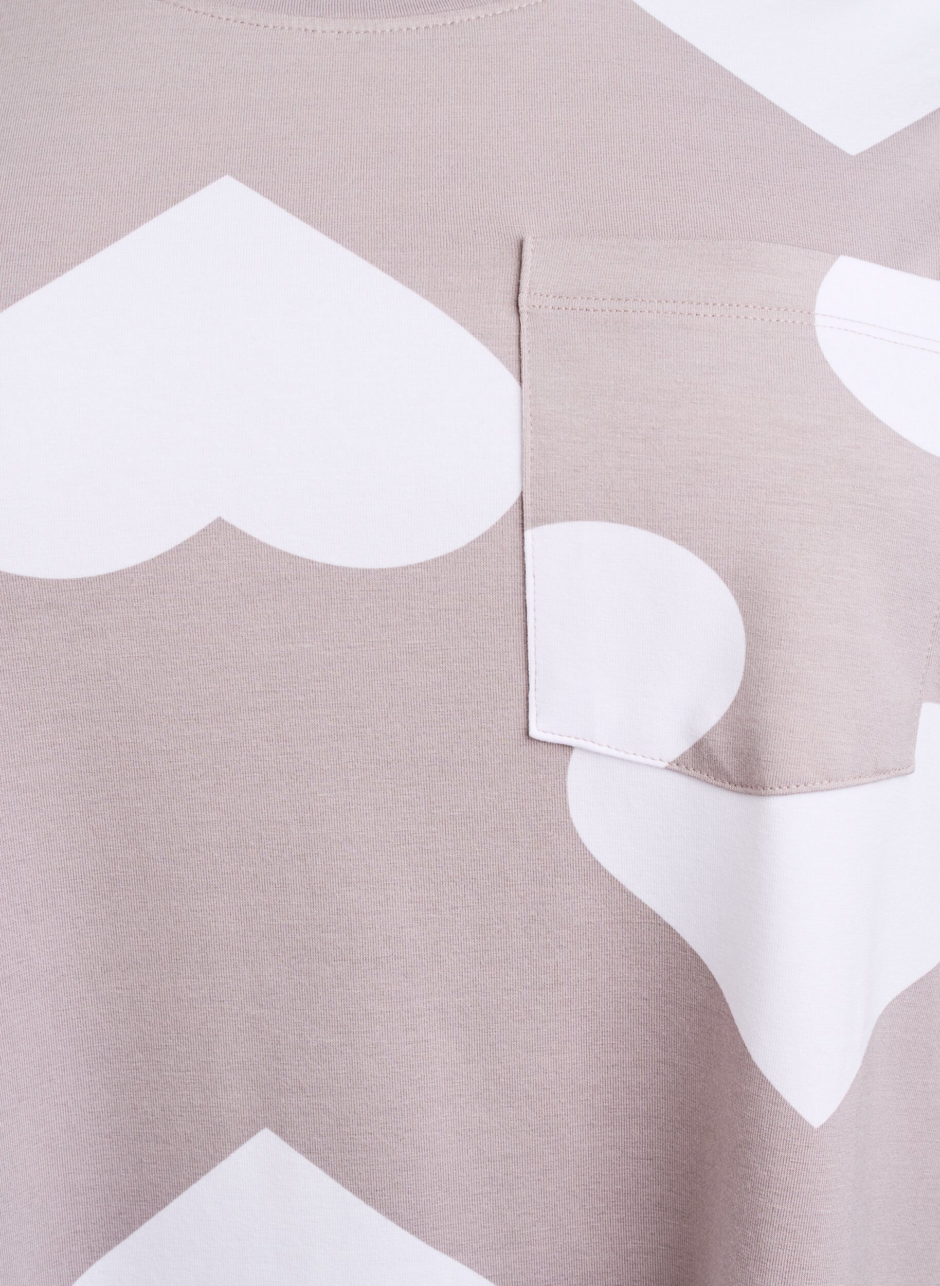 Zizzi L&aring;ng natt-t-shirt i modalblandning med hj&auml;rtan, Gr&aring;, Packshot image number 2