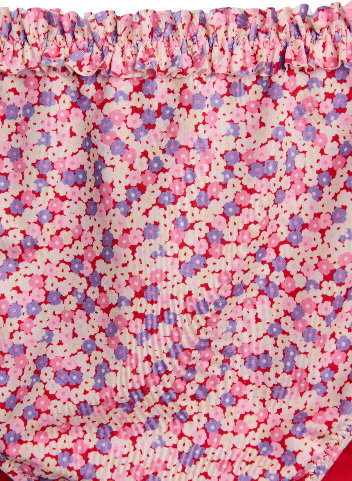 Randig tai-bikinitrosa med rynkad kant, Rosa, Packshot image number 2