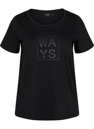 T-shirt i bomull med tryck, Black WAYS, Packshot image number 0