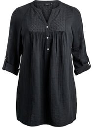 Tunika i bomullsmuslin med broderie anglaise, Svart