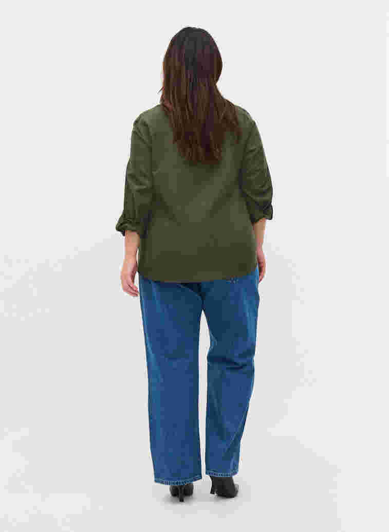 Raka jeans med hög midja, Blue denim, Model image number 1