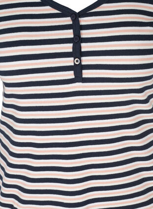 Randig och ribbad t-shirt i bomull, Blue Rose Stripe, Packshot image number 2