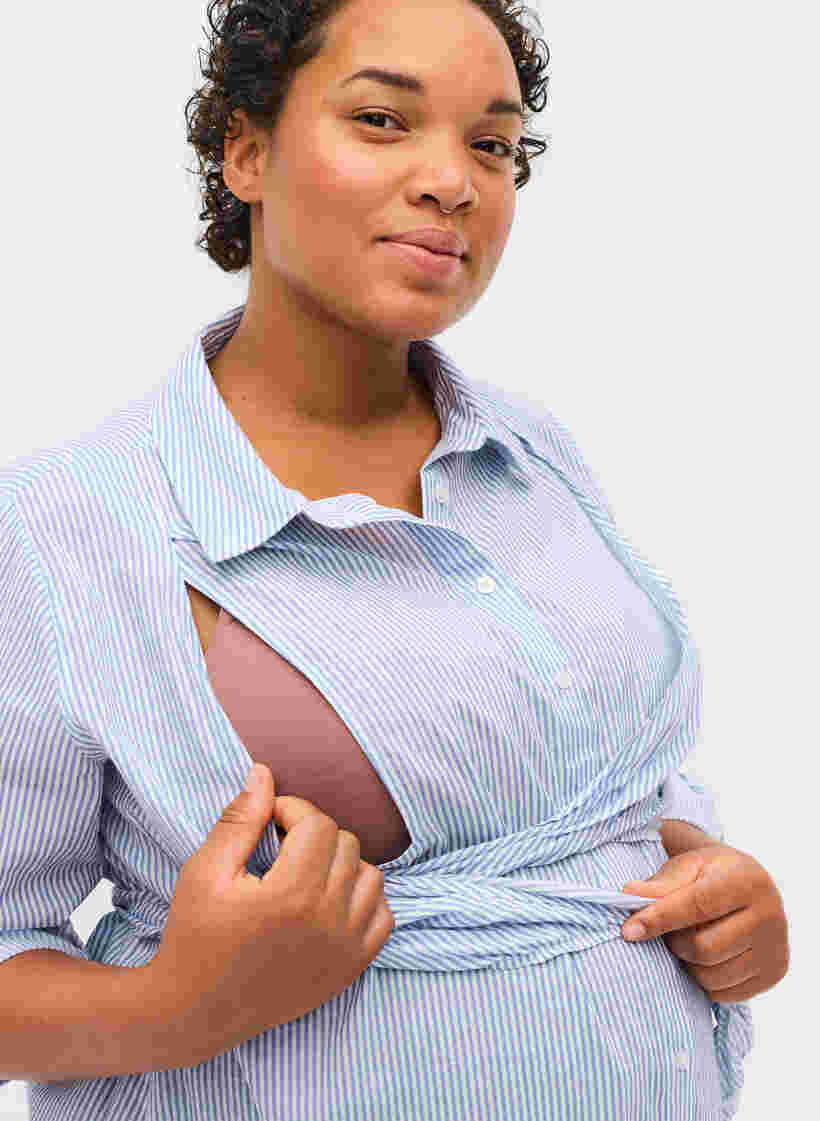 Skjortklänning för gravida i bomull , Blue Stripe, Model image number 2
