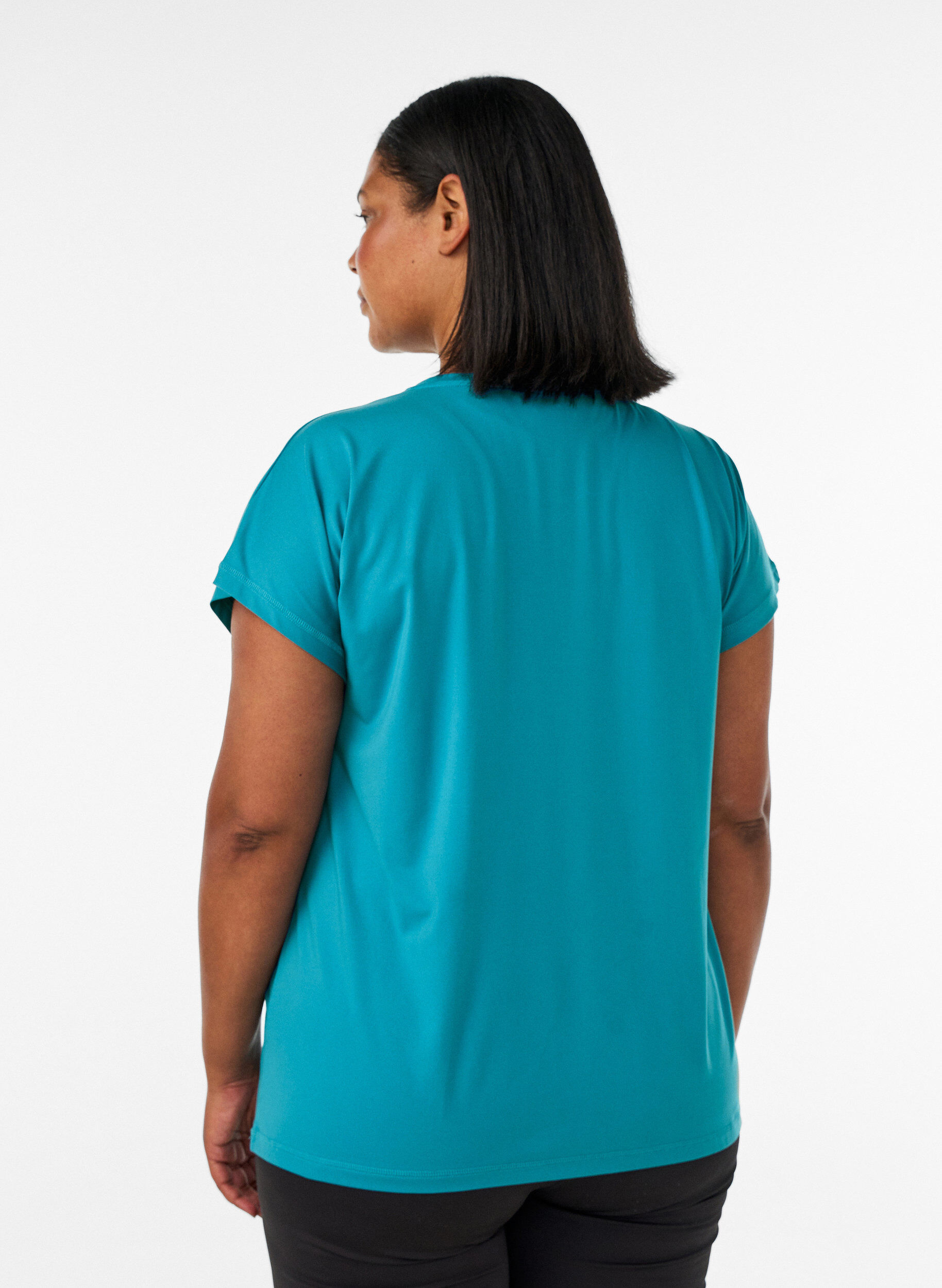 ZizziEnf&auml;rgad tr&auml;nings-T-shirt, Bl&aring;, Model image number 2