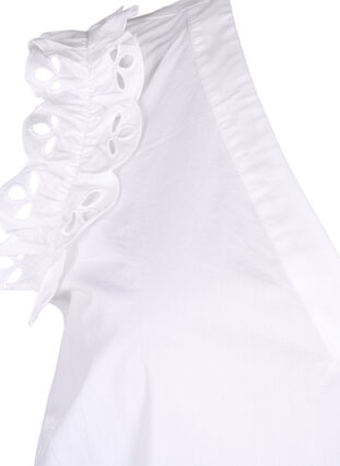 Ärmlös bomullstopp med volanger, Bright White, Packshot image number 3