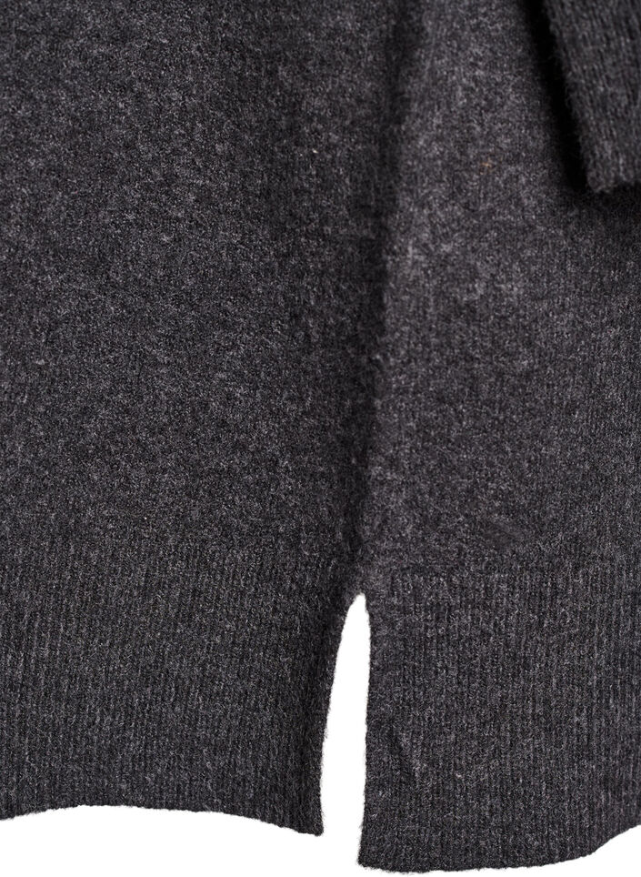 Kort stickad klänning med polokrage och knappar, Grå, Packshot image number 3