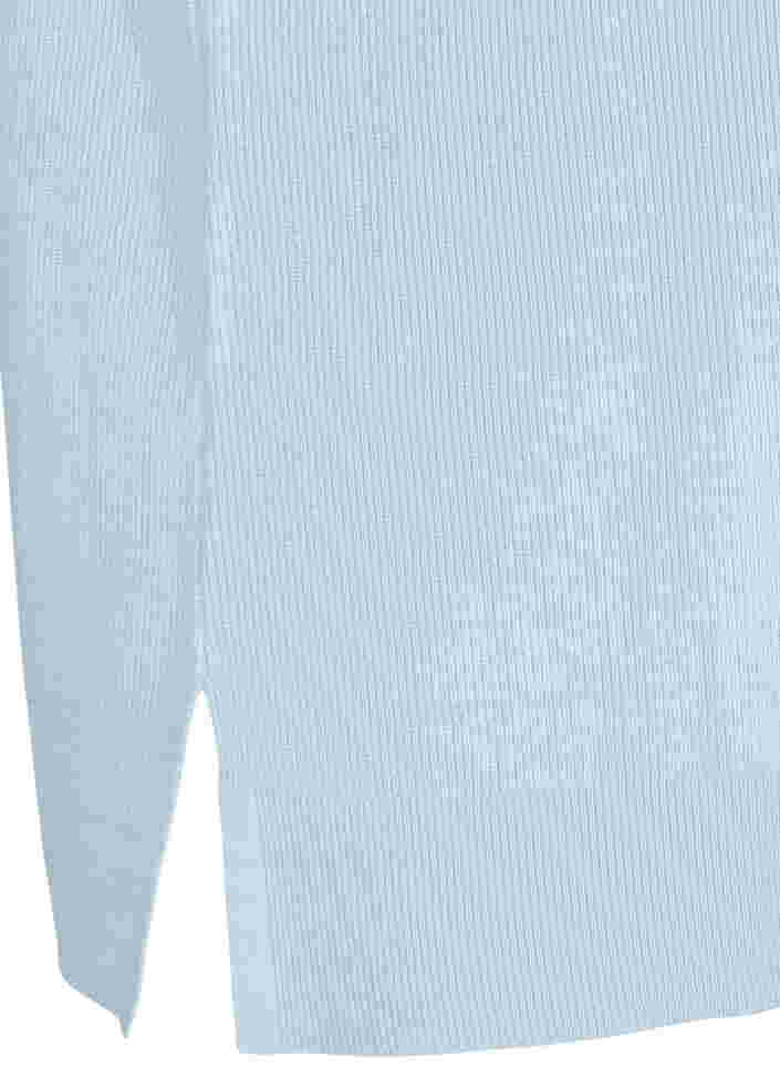 Stickad väst med rund halsringning och slits, Chambray Blue Mel., Packshot image number 3