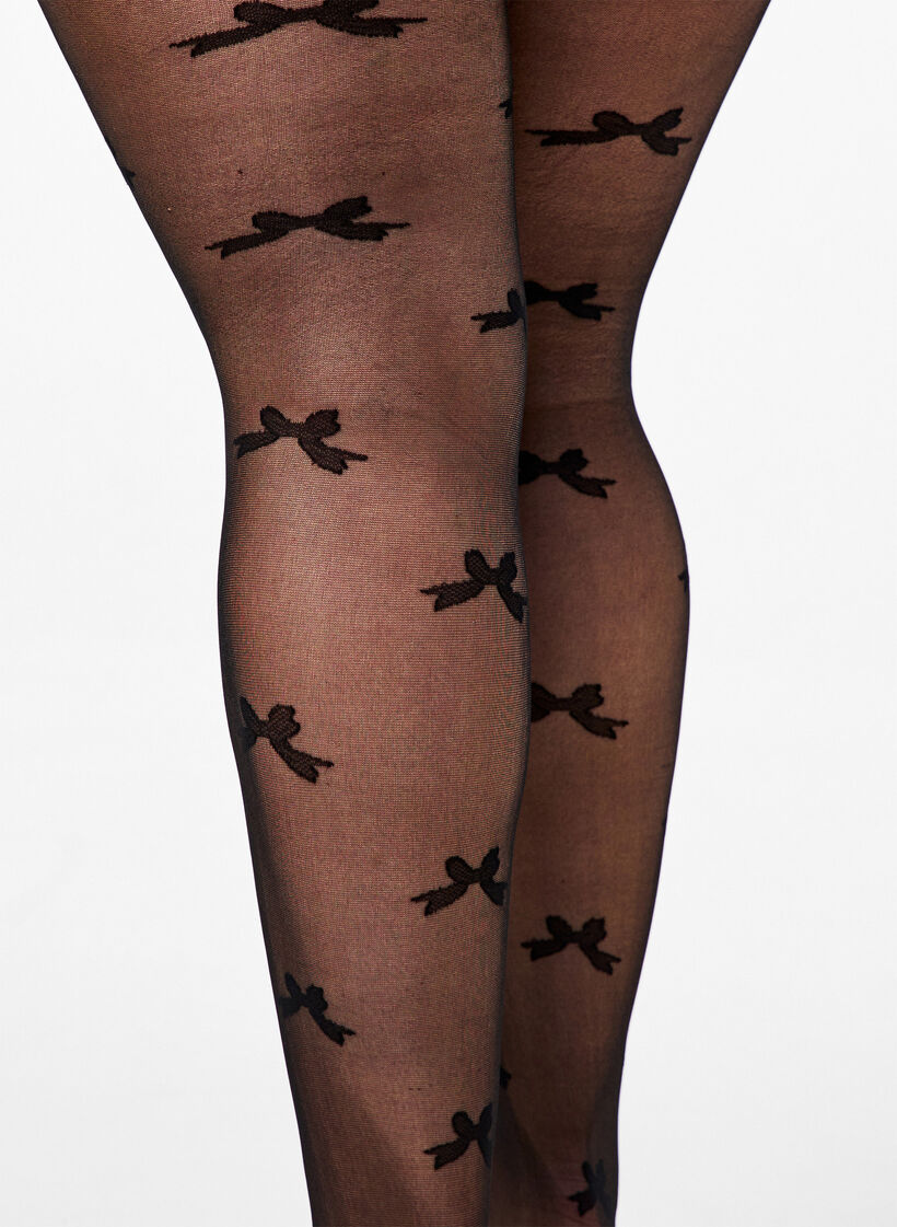  Tights i 30 denier med rosettmönster, Black, Model image number 2
