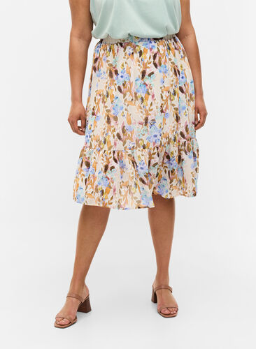 Blommig a-linjeformad kjol , Humus Flower AOP, Model image number 1
