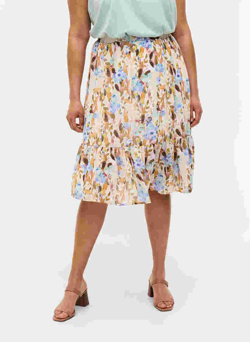 Blommig a-linjeformad kjol , Humus Flower AOP, Model image number 1