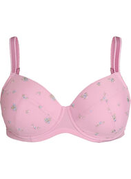 Vadderad BH med mesh och blomsterbroderi, Rosa