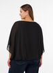 Blus i chiffong med ballongeffekt, Svart, Model image number 2