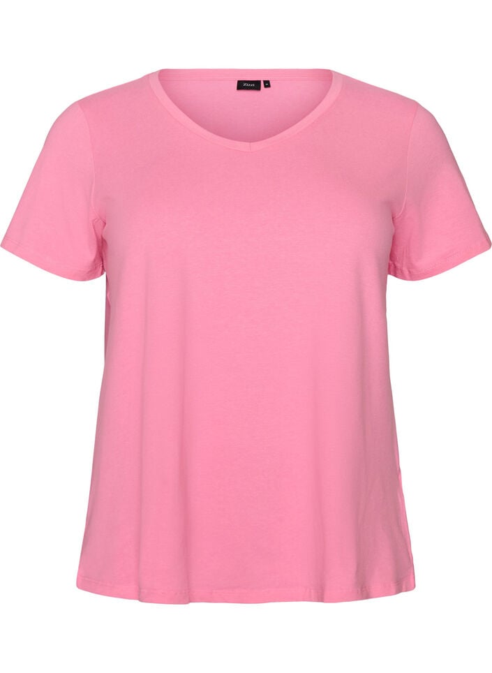 Enf&auml;rgad t-shirt i bomull, Rosa, Packshot image number 0