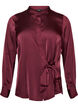 Blus i satinlook med omlotteffekt, R&ouml;d, Packshot image number 0