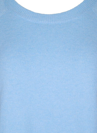Stickad tröja med knappdetaljer, Chambray Blue Mel., Packshot image number 2