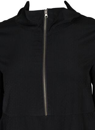 Långärmad tunika med blixtlås, Black, Packshot image number 2