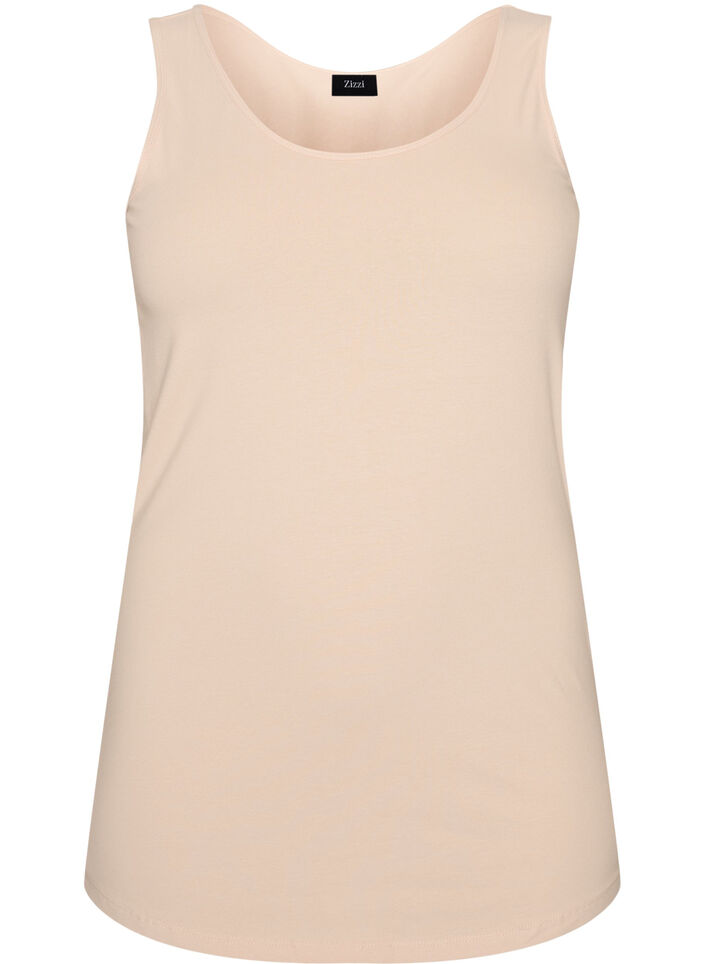 Solid f&auml;rg bas topp i bomull, Beige, Packshot image number 0