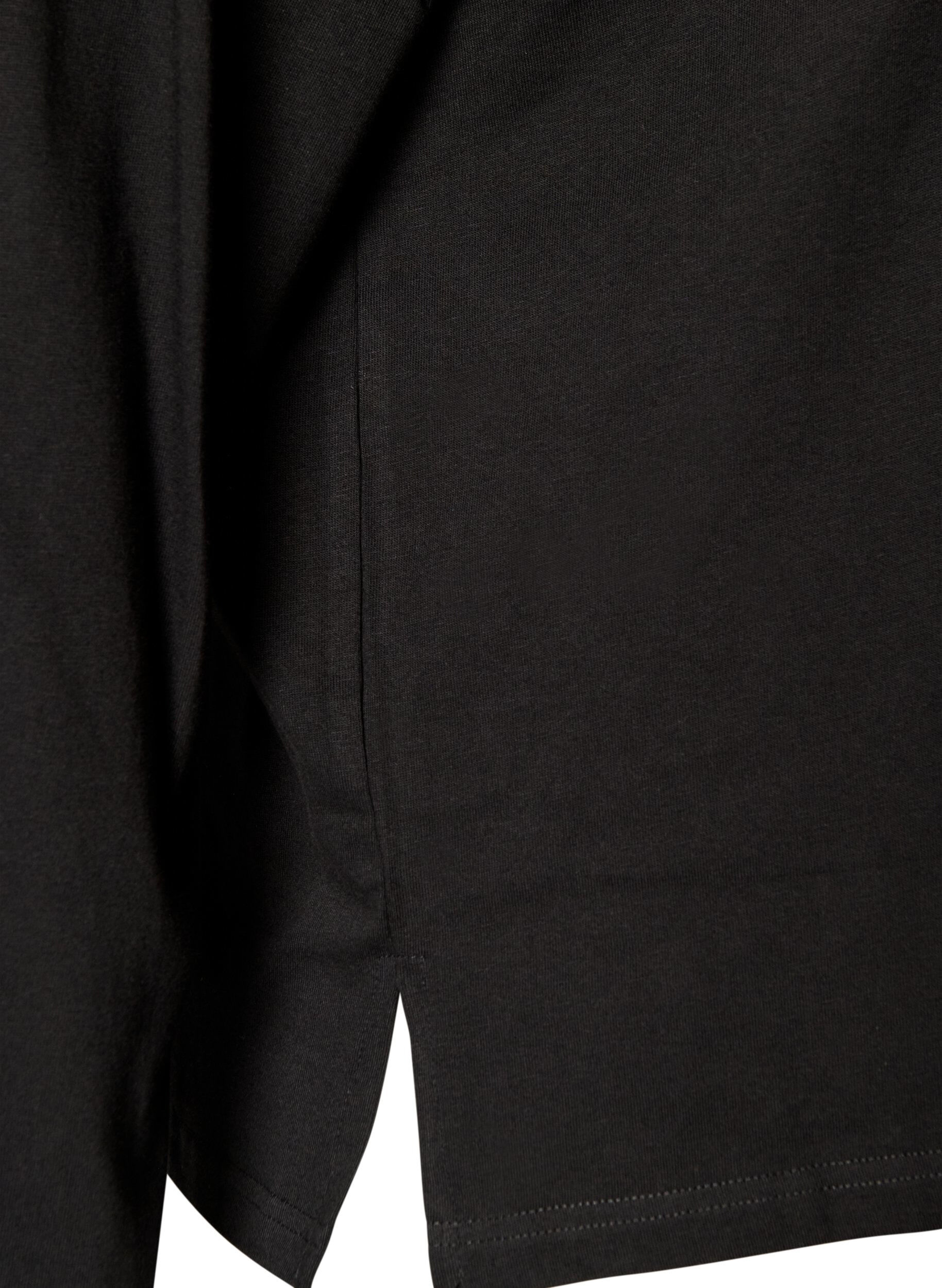 ZizziBas-t-shirt med l&aring;nga &auml;rmar, Svart, Packshot image number 3
