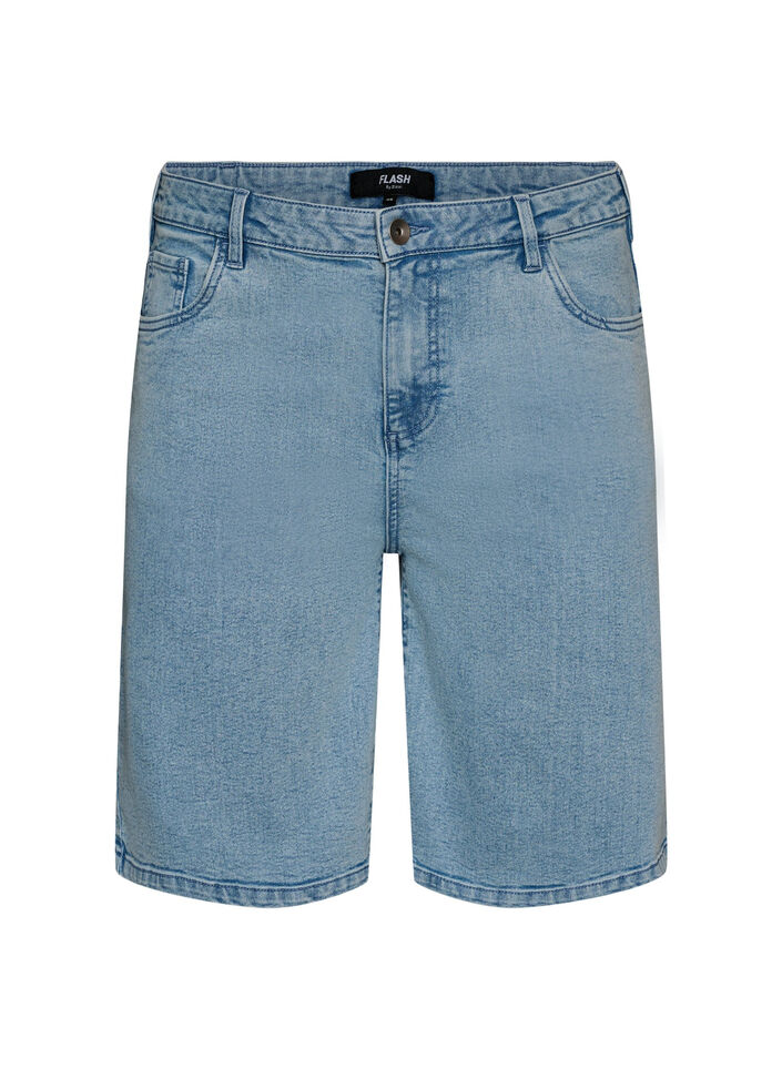 L&ouml;sa jeansshorts med h&ouml;g midja, Bl&aring;, Packshot image number 0