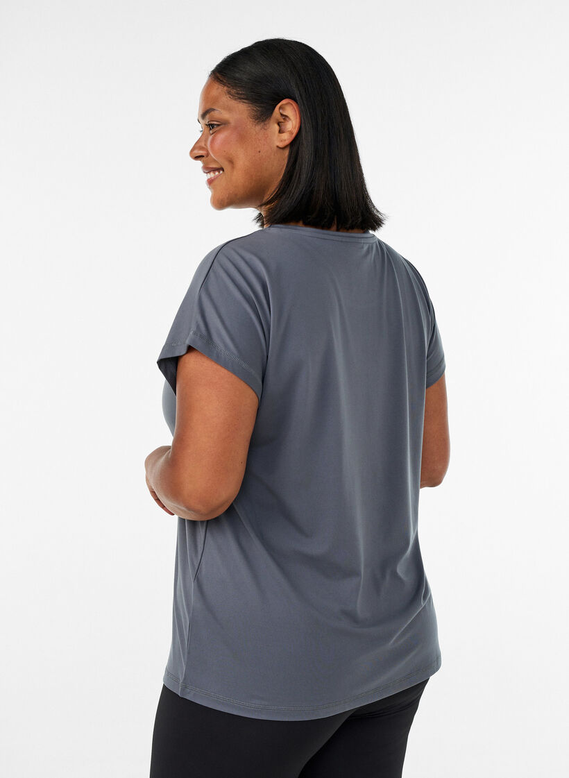 Enf&auml;rgad tr&auml;nings-T-shirt, Gr&aring;, Model image number 2