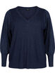Stickad blus med shimmer och V-ringning, Naval A.w.Blue Lurex, Packshot image number 0