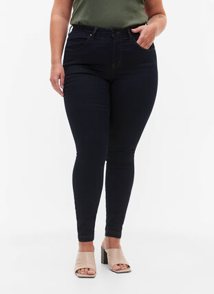 Super slim Amy jeans med hög midja, Tobacco Un, Model image number 2
