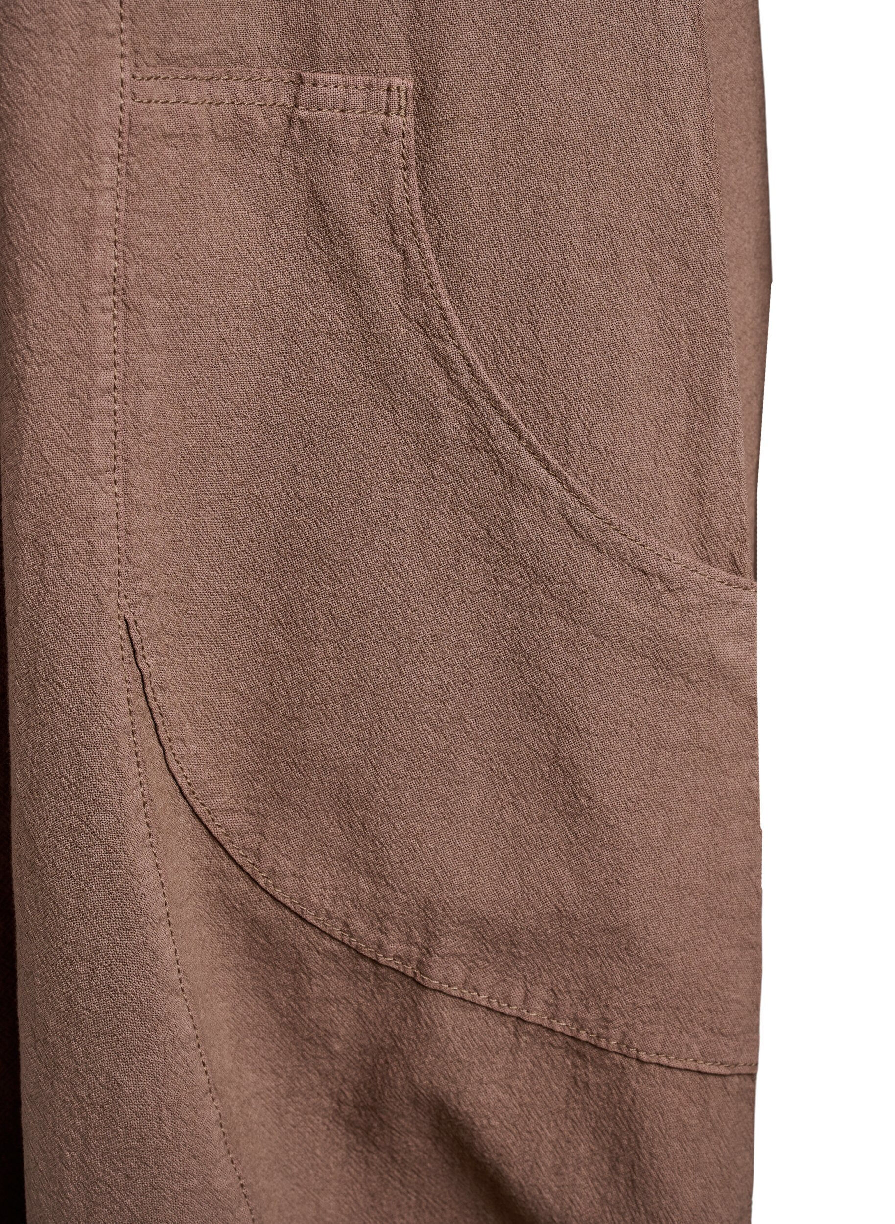 ZizziKort&auml;rmad kl&auml;nning i bomull, Brun, Packshot image number 3
