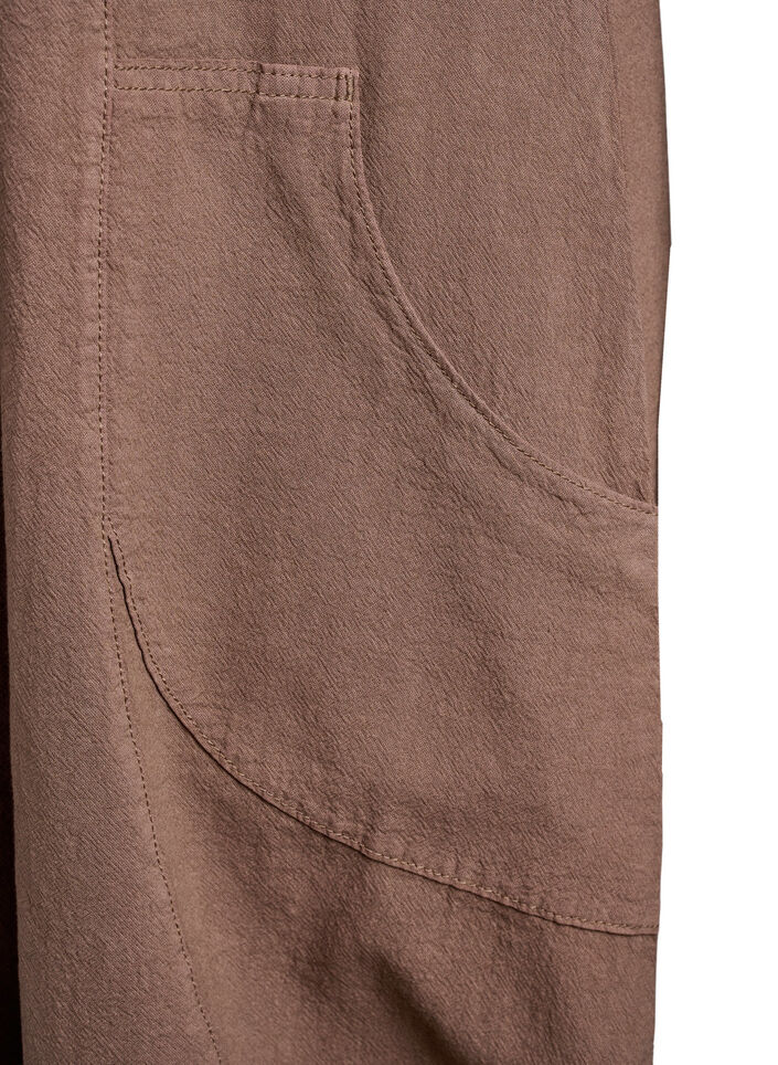 Kort&auml;rmad kl&auml;nning i bomull, Brun, Packshot image number 3