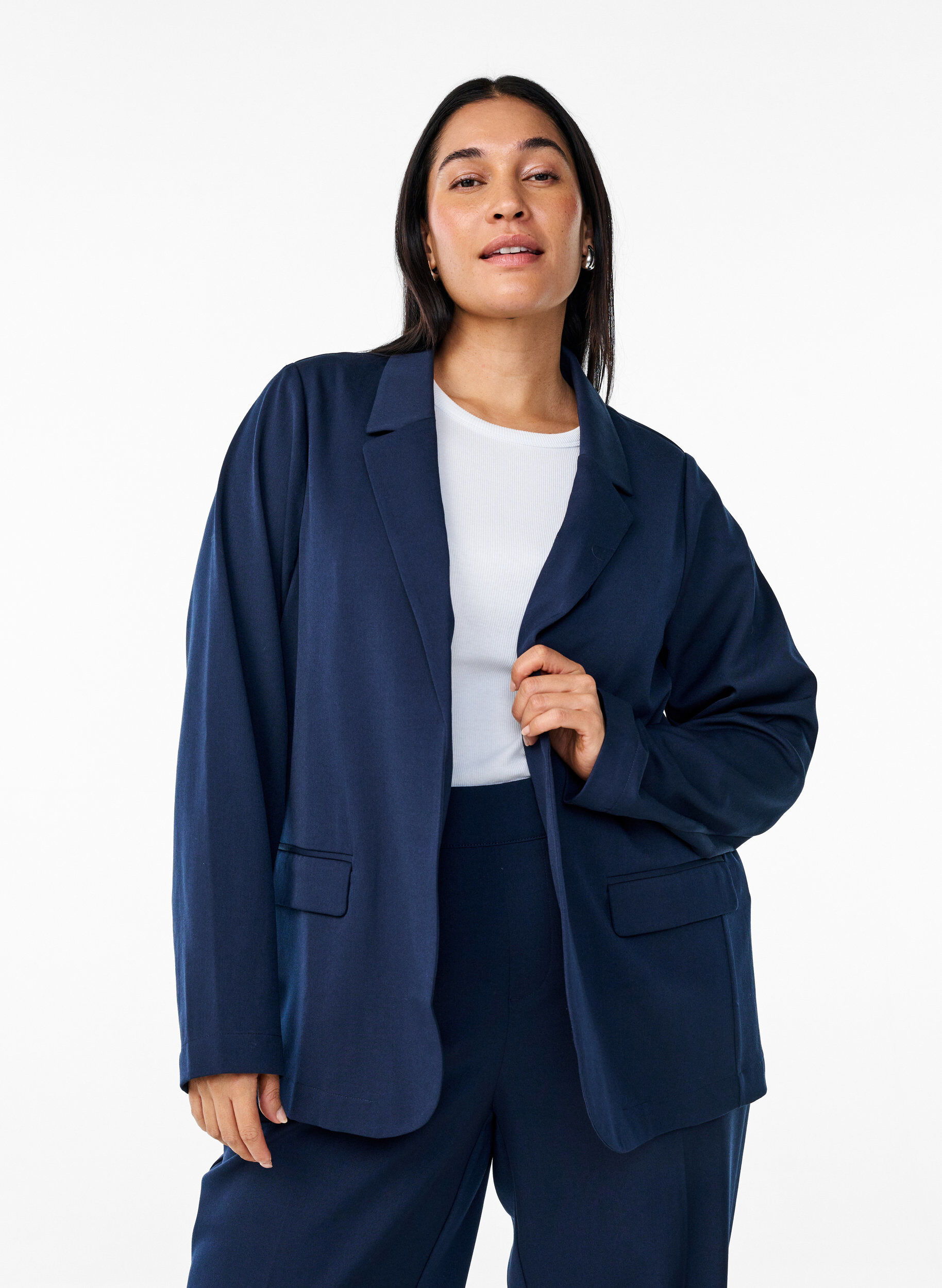 &Ouml;ppen blazer med fickor, Bl&aring;, Model