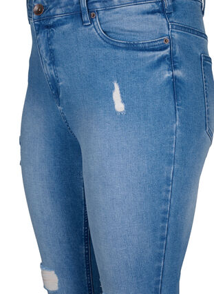 Amy jeans med supersmal passform och rippade detaljer, Blue denim, Packshot image number 2