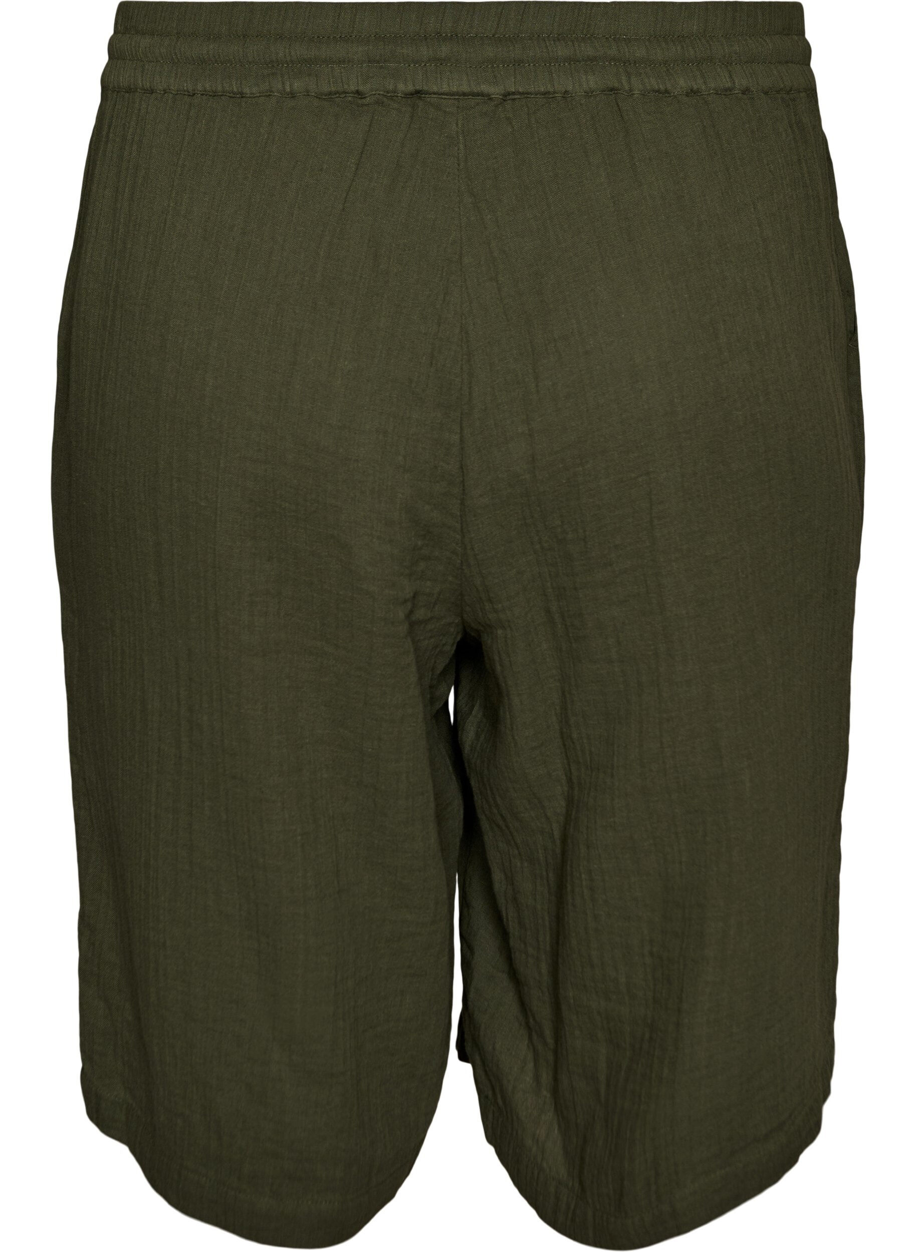 Zizzi L&ouml;sa shorts i bomullsmuslin med h&ouml;g midja, Gr&ouml;n, Packshot image number 1